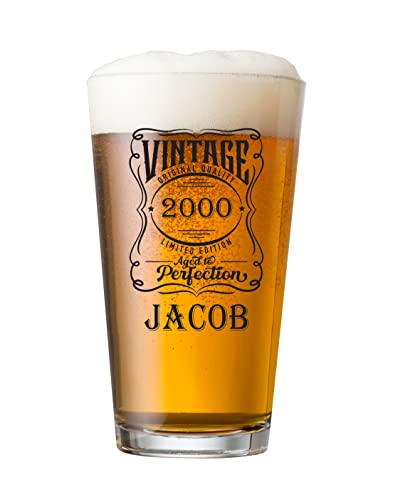 ukgiftstoreonline Personalised Vintage Birthday Beer Glass Any Year and Name Gift