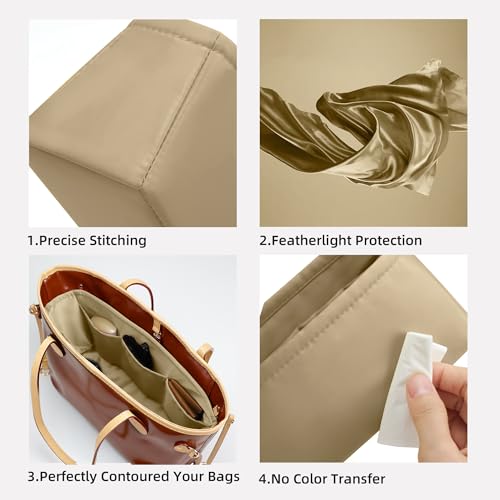 Image of DGAZ Purse Organizer Insert Fits Neverfullbag Mini /PM /MM /GM,Silk Bag Organizer,Luxury Handbag & Tote Shaper(MM, S2 trench)