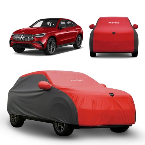 Image of PROTEGO Prime Series India's 1st Anti-Tear Car Cover for Mercedes-Benz GLC | Heavy-Duty, Custom Fit, All Weather | 100% Waterproof, Windproof & Hail Resistant | 2-Year Warranty | Red + Black