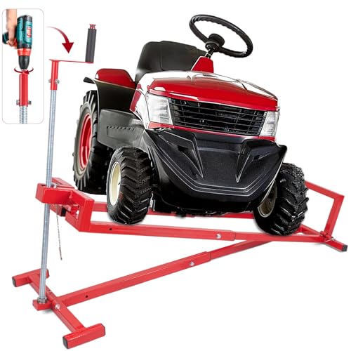 Upgraded Lawn Mower Lift Jack for Riding Lawn Mowers & Garden Tractors Telescopic Maintenance Lawn Mower Jack Mower Lift with Manual Handle & Power Tool Extension Handle Weight Capacity 880 Lbs