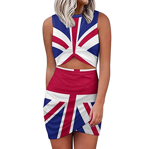 Elegant Casual Skirt British Flag Girls Summer Sunny Beach Dress S