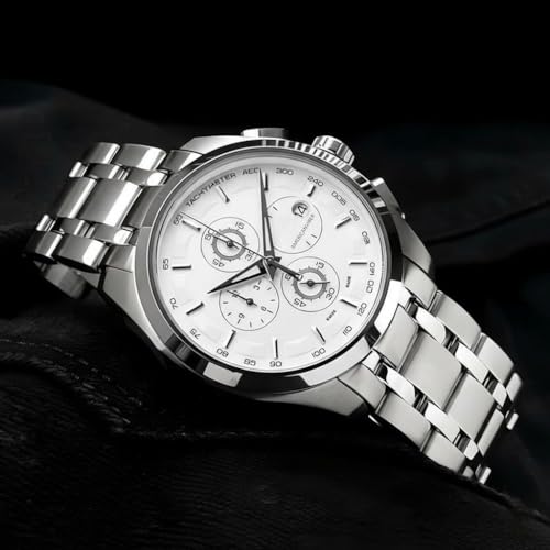 Image of Men's Luxury Analog Watch, Round Rose Gold Case, Black Dial, Stainless Steel Two-Tone Bracelet Strap for Office, Business