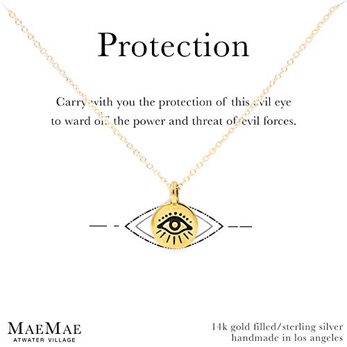 MaeMae Evil Eye 14k Gold Filled Spiritual Necklace, Evil Eye Pendant, 10mm Gold Plated Charm, 16+2" Extension - Image 3