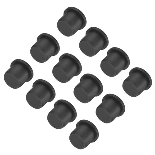 Image of uxcell High Temp Silicone Plug Mount Dia 12.5mm /0.49 inch t Shaped Rubber Stopper Hole Plugs for Powder Coating Plating Waterproof Plugs Sealing Plugs Black Pack of 12(OD 15.5mm)