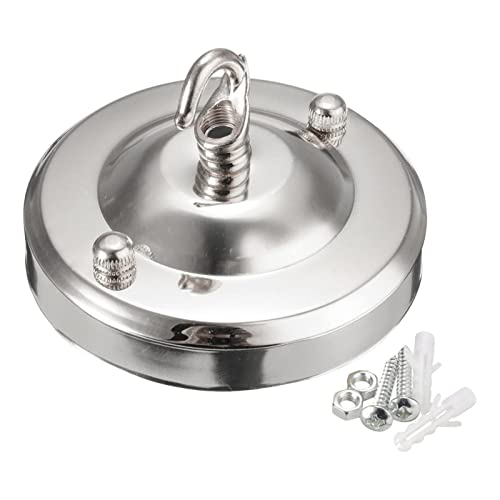 Dualoai Elegante Base per Lampada a Sospensione con Rosone Da Soffitto con Piastra a Gancio Resistente, D'argento