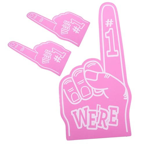 Cabilock Dedos De Espuma Gigantes De Eva Rosa, 3 Piezas, Guantes para Animadoras, Juguetes Deportivos para Fiestas, Accesorios para Eventos Deportivos y Reuniones De Animación