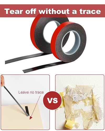 Acual Doppelseitiges Klebeband Extra Stark, 5925 Montageband 1,25cmx3m Schwarz 1 Rollen 0.6mm, Dickes Schaumstoffband Wasserdicht, für LED-Lichtleisten, Autodekoration, Zuhause und Büro