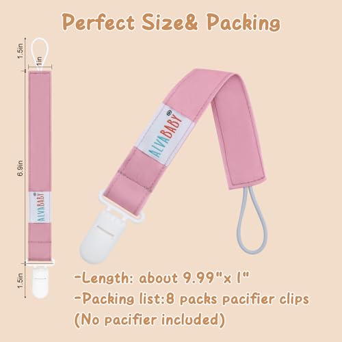 Image of ALVABABY Pacifier Clips 8 Pack Pacifier Binky Paci Holder Leashes for Baby Teethers 8DP10