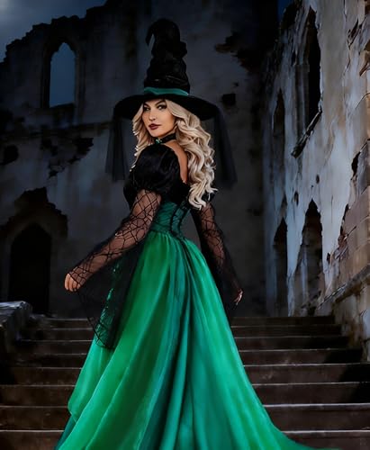 Robe de sorcière de luxe GOLDSTITCH avec velours extensible pour Halloween - 4