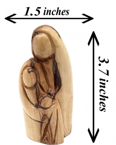Estatua bendición Sagrada Familia de madera de olivo 3.7 pulg miniatura 3