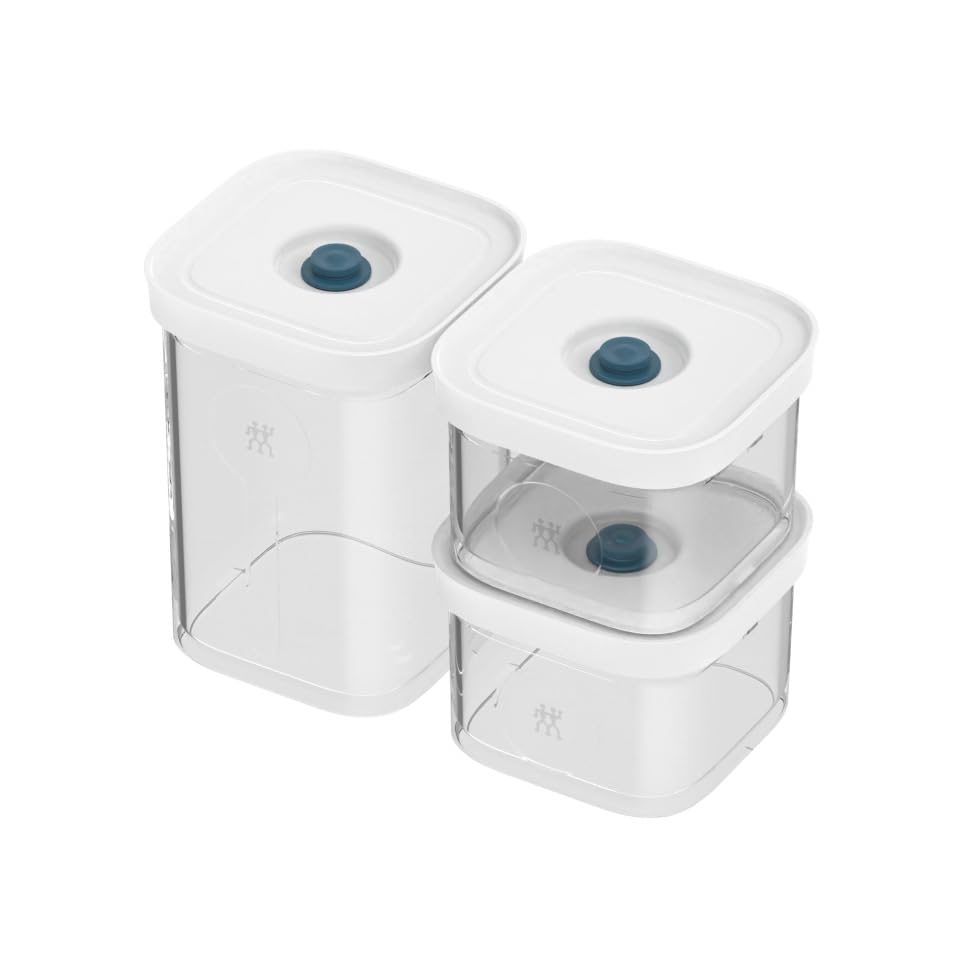 ZWILLING FRESH & SAVE CUBE La Mer Vakuum Box-Set S 3-tlg 2x Größe S & 1x Größe 2S Luftdichte & Vakuumierbare Aufbewahrung Spülmaschinengeeignet Transparent-La Mer