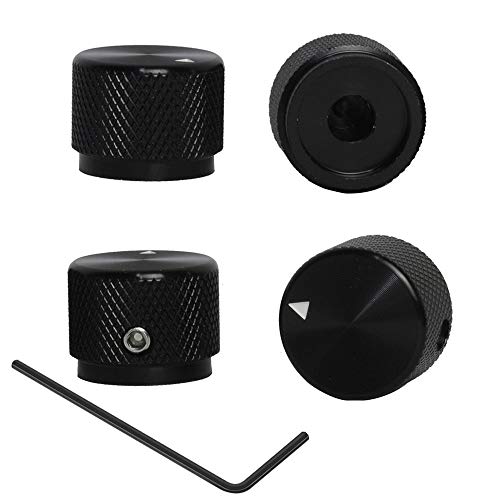 ACCOCO 4pcs Black Aluminum Alloy Guitar Knobs Potentiometer Control Knob Volume Audio Electric Guitar Bass Screw Type 20 x 15.5mm, with Allen Keys