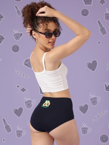 Image of Clovia Chuddy Buddies Cotton Printed Back Hipster Panties for Women Combo -Pack of 3- Multicolor