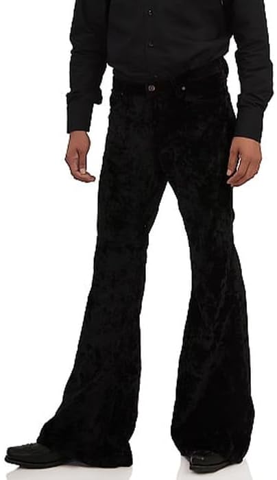 EVEDESIGN Mens Bell Bottom Velvet Pants 60s 70s Disco Outfits for Men Vintage Flared Jeans - Image 3