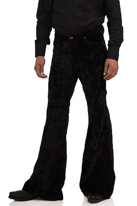 Image of EVEDESIGN Mens Bell Bottom Velvet Pants 60s 70s Disco Outfits for Men Vintage Flared Jeans