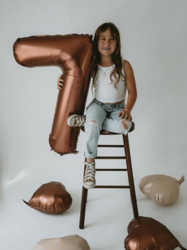 Image of Number Balloons 0 Balloon 40 inch Coffee for 10th Birthday Party Decoration | Saturated Color, Large 40 inch, With Inflation Straw & Hanging Holes, Great for Thanksgiving, Vintage & Cowboy Theme Party
