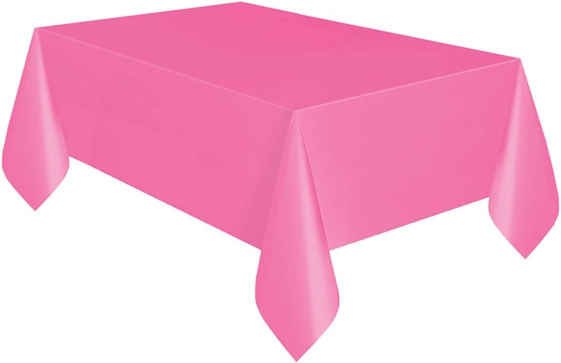 Hot Pink Solid Rectangular Plastic Table Cover (54" x 108") 1 Count - Elegant Design & Premium Quality, Ideal For Parties, Events & Everyday Use