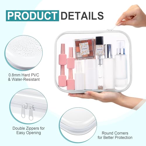 Sanwuta 10 Pcs Hard Zipper Case Clear Hard Pouches Plastic Zipper Pencil Box Toy Storage Bins Portable Plastic Container for Travel Toiletry Office Cosmetic Block Puzzle Organizer(M,Clear)3