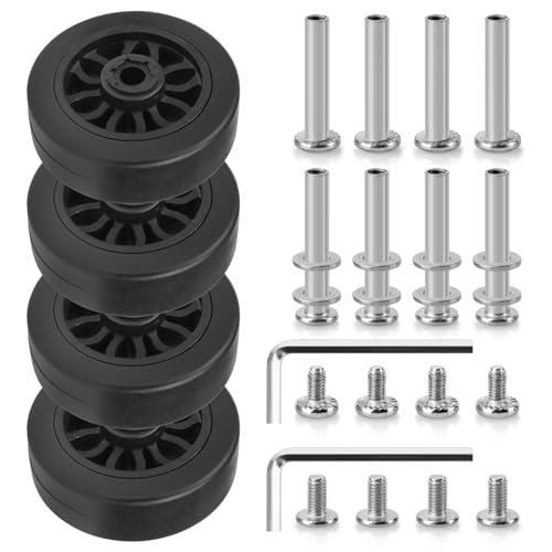 Volein 4 Pezzi Ruote di Ricambio per Valigie, Ruote per Bagagli Resistenti all'usura, Nero, VF30-50...