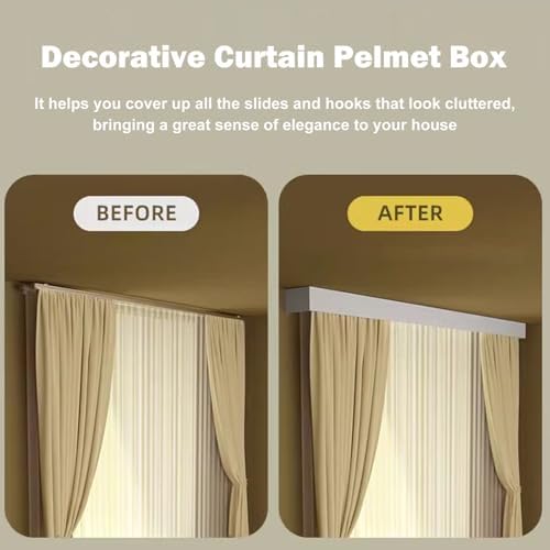 Heavy Duty 9.8ft Double Curtain Track System for Bedroom Windows - Complete with Valance & Pelmet Box - Ideal for Elegant Window Treatments and Home Decor