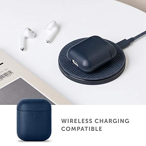 Native Union Leather Case For Airpods – Handcrafted Fully-Wrapped Genuine Italian Leather Case – Support Wireless Chargers – Compatible With Airpods Gen 1 & Gen 2 (Navy) #TOP4