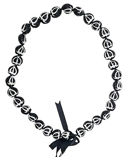 Hawaiian Kukui Nut Lei Beads Necklaces With Hand Painted White Turtle Adjustable 32” Leis For Men And Women #TOP1