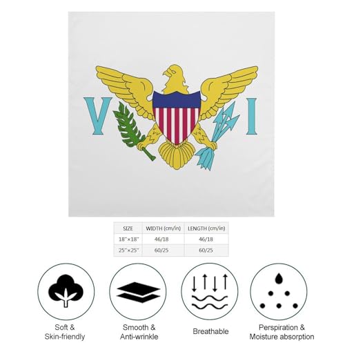 Calculay US Virgin Islands Flag Headband Shawl Wristband Decorative Hair Accessories Scarf Suitable for Events/Birthday/Wedding/Party Gifts 18"x18"2