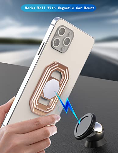 Rimyam Phone Ring Holder Finger Kickstand Cell Phone Grip 360°Foldable Phone Stand Metal Phone Back Grip For Magnetic Car Mount Phone Kickstand Attachment Compatible With Most Smartphones #TOP2