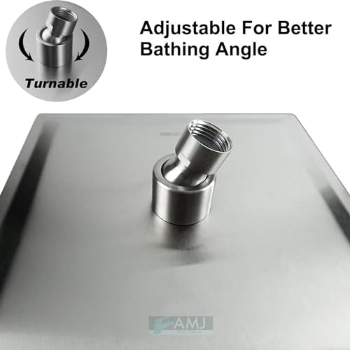 Image of AMJ Mirror Stainless Steel 304 Square Ultra Slim High Pressure Rainfall Shower Head for Bathroom Without Arm (6X6 (6INCH))