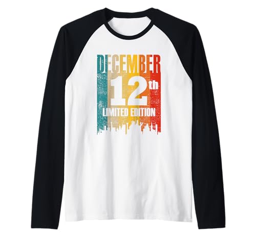 December 12 Limited Edition Retro Vintage Birthday Raglan Baseball Tee