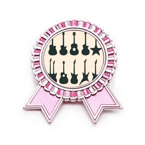 Broche guitare électrique rose en métal taille M avec sons de vitalité