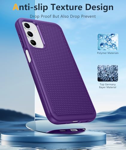 Image of FNTCASE for Galaxy A15-5G Phone Case - Samsung A15 5G Military Grade Drop Protection, 14ft Drop Tested, Screen Protector Included, Anti-Slip Matte Textured, TPU+PC Dual Layer Shockproof Cover (Purple)