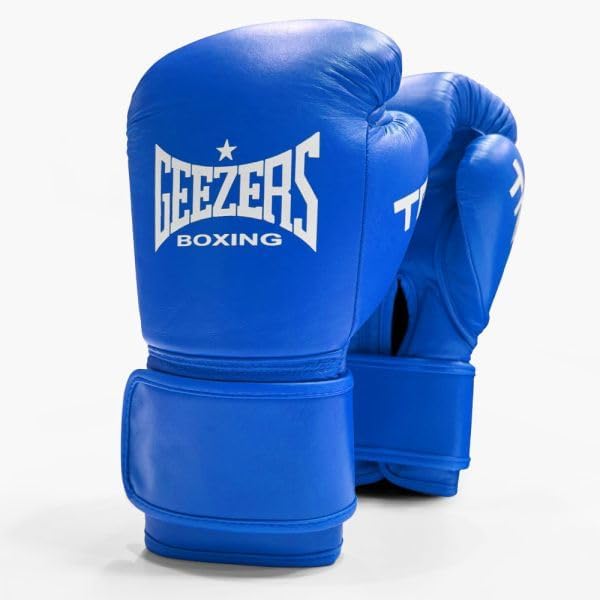 Geezers Boxing, Guantes de boxeo TRG de cuero de alta calidad, guantes de boxeo con velcro, guantes de boxeo para hombre y mujer, ideales para saco