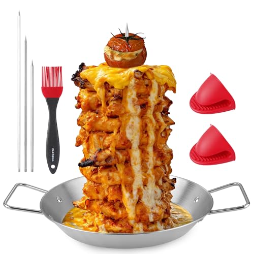 Al Pastor Skewer for Grill Stainless Steel Shawarma Skewer Stand with 3 Spikes (8/10/12) Brush & Anti-scalding Fittings for BBQ Grill Oven