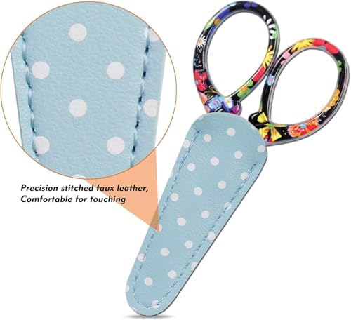 3.6 inch Sharp Embroidery Scissors for Sewing with Premium Leather Sheath - 3