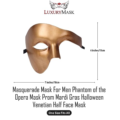 image for Luxury Mask Gold Mens Phantom of the Opera Masquerade Mask for Masquer