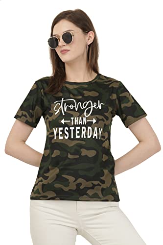 LEOTUDE Regular Fit Half Sleeve Camouflage Women's Tshirt - Image 4