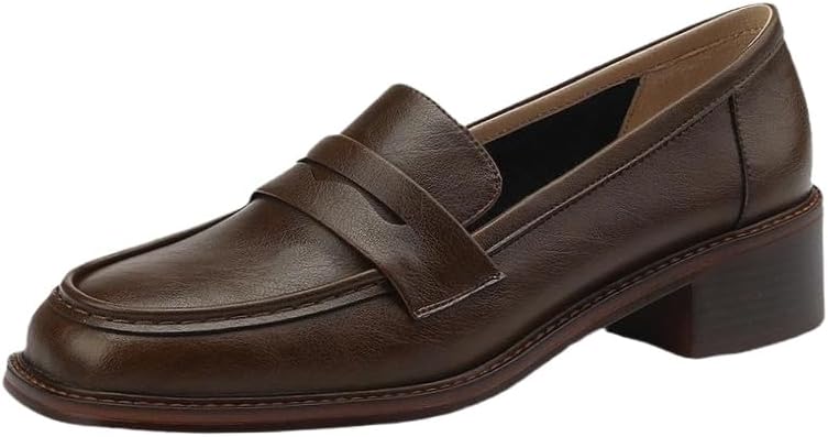 Vintage Lady's Lightweight and Soft Round-Toe Low-Heeled Shoes. Comfortable and Skin-Friendly Lining. Elegant Style. Wear-Resistant Sole. Suitable for Formal Business Attire.