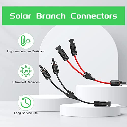 RUNCCI-YUN 4 Stück Solarkabel Y-Stecker Solarmodul Kabelanschlüsse Solarkabel Y Verteiler Schwarz/Rot