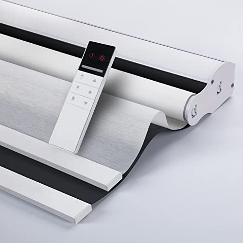 ZSHINE Day Night Dual Layers Motorized Cordless Roller Shades Motor Homekit Rechargeable Motor Suitable for Home, Office, Hotel, Club, Restaurant, Cinema Windows (Black) 82010m Black