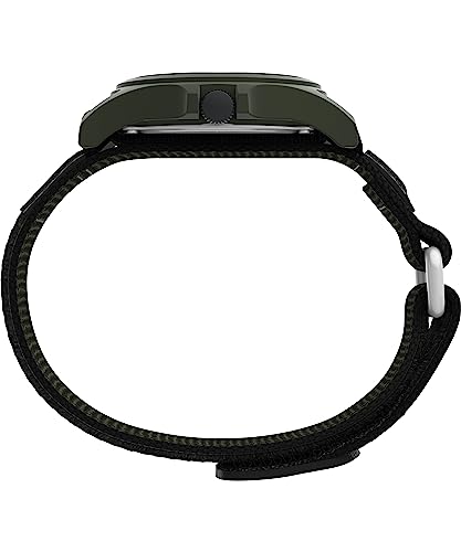 Image of TIMEX Fabric Men's Expedition Acadia 40Mm Analog Watch - Black Fastwrap Cream Dial Green Case