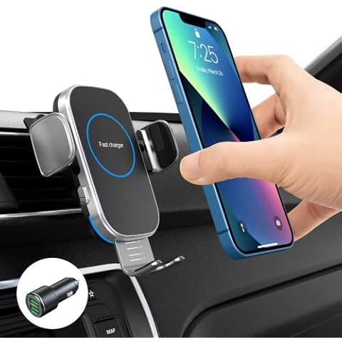 Hinyx Wireless Car Charger - 15W Car Phone Holder Wireless Charger Mount Automatic Sensor Car Charger Vent for iPhone 13 Pro Max/12 Mini /11/11 Pro Max/XS Max/X/XR/8, Compatible for S21/S20/S10/Note10 Cover