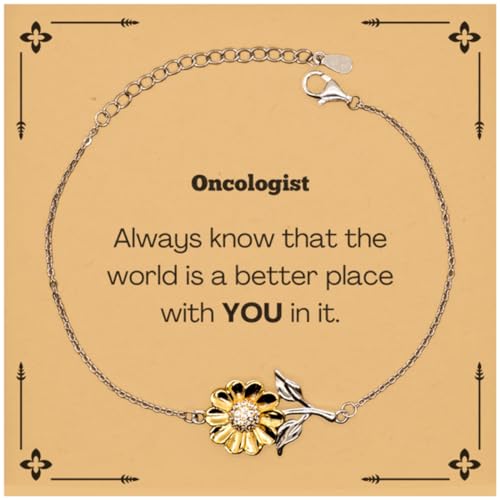 Thank You Oncologist Present, Appreciation Oncologist Sunflower Bracelet for Coworkers, Oncologist Always know that the world is a better place with YOU in it, Birthday Christmas Gifts for Oncolo