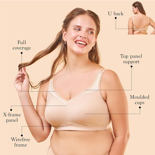 Image of Enamor Full Support Super Lift Women's Cotton Everyday Minimizer Bra - Non Padded, Wirefree, Full Coverage - A112 (Available in Plus Sizes)
