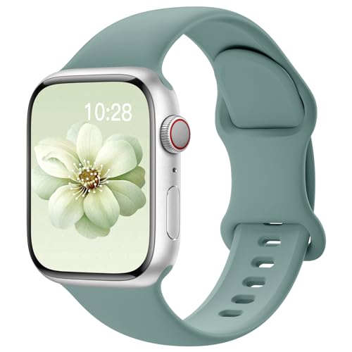 Image of Sport Silicone Band Compatible with Apple Watch Bands 40mm 38mm 41mm 44mm 45mm 42mm 49mm Women Men,Soft Wristband Waterproof Replacement Sport Strap for iWatch Bands Series 9 8 7 6 5 4 3 2 1 SE Ultra
