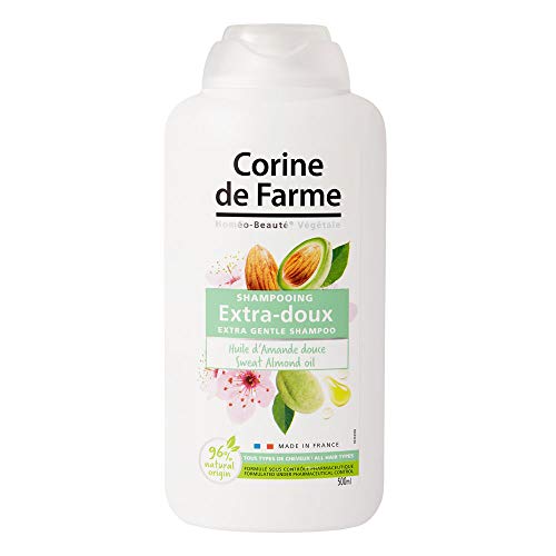 Corine de Farme, Shampooing Extra-Doux, Huile d'Amande Douce, 100% Fabriqué en France, 500ml, Pour toute la Famille, Formulation clean Beauty, Sans Paraben Cover
