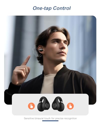 Image of Open Ear Earbuds Bluetooth 5.4 True Wireless Clip On Earbuds Lightweight Comfort Bone Conduction Headphones Built-in Mic for Clear Audio Waterproof Stable Fit for Outdoor Sports Black