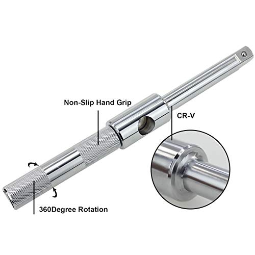 Eastyard 4-Way 25-inch Telescoping Lug Wrench Universal Tire Tool Wheel Brace Set with 4 Standard Sockets (17/19, 21/23mm) Heavy Duty Tire Nut Wrench for Auto Car Vehicle Repair