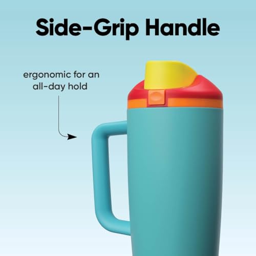 Image of Owala FreeSip Tumbler Insulated Stainless Steel Water Bottle with Built-in Straw and Side Handle, For Travel, Work, School, and Sports, 40oz, BPA Free, Leak Proof, Summer Sweetness