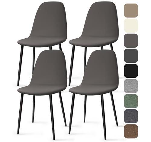 Stuhlhussen 4 Stück Stretch Stuhlhussen für Esszimmerstühle Universal Spandex Hussen für Stühle Abnehmbare Waschbar Stuhlbezüge Stuhl Hussen für Küchenstühle Hotel Bankett (Grau, 4 Stück)-KC